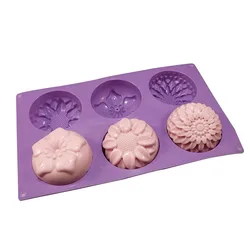 6 Holes Flower Silicone Mold Sunflower Flower Form Fondant Molds DIY Handmade Soap Baking Crafts Cake Mould Decoration Tools