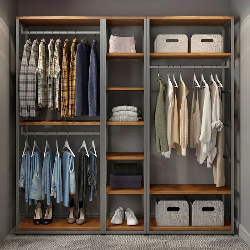 

Metal Cloakroom Shelf Open Wardrobe Suspended Wrought Iron Hanger Floor Bedroom Walk-in Hanger