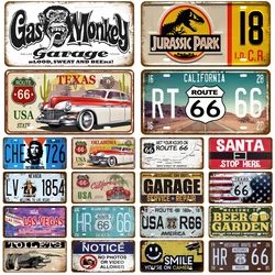 Retro Plaque Home Tire Shop Wall Art Decor Gas Route 66 Tinplates Plate Garage Tin Signs Poster Vintage Car Metal Sign Tinplate