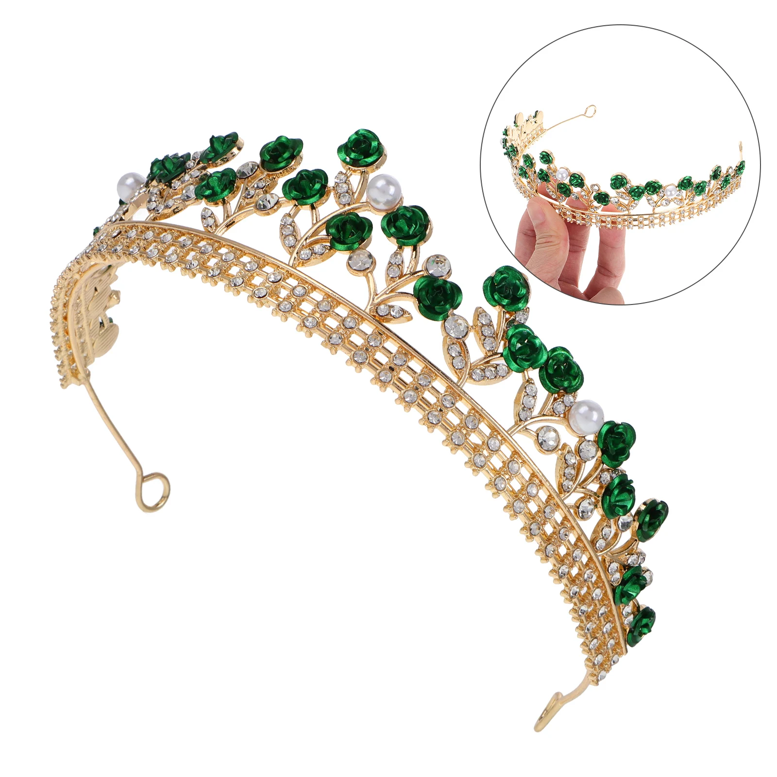 

Rose Crown Bridal Tiara Headband Rhinestone Studded Metal Flowers Bride Accessories Elegant Design Lightweight Comfort Versatile