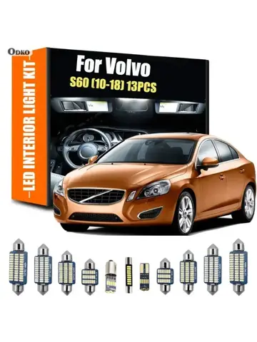 볼보 S60 2010-2018용 13개 완전 LED 실내 조명 키트 램프 베이스 포함 LED 전구 자동차 부품 및 액세서리