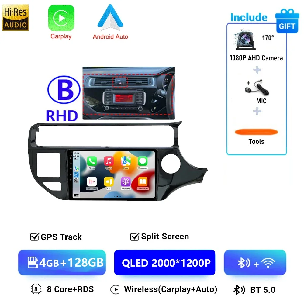 Android 16 Autoradio voor KIA K3 RIO 2011 2012 2013 2014 2015 Multimedia Speler 2 Din Carplay Stereo GPS Wifi DVD Luidsprekers 4G