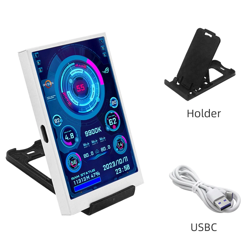 3,5 inch Type-C secundair scherm voor computer CPU RAM GPU HDD Monitor 320*480 IPS LCD ISB Display TURZX Software GEEN AIDA64