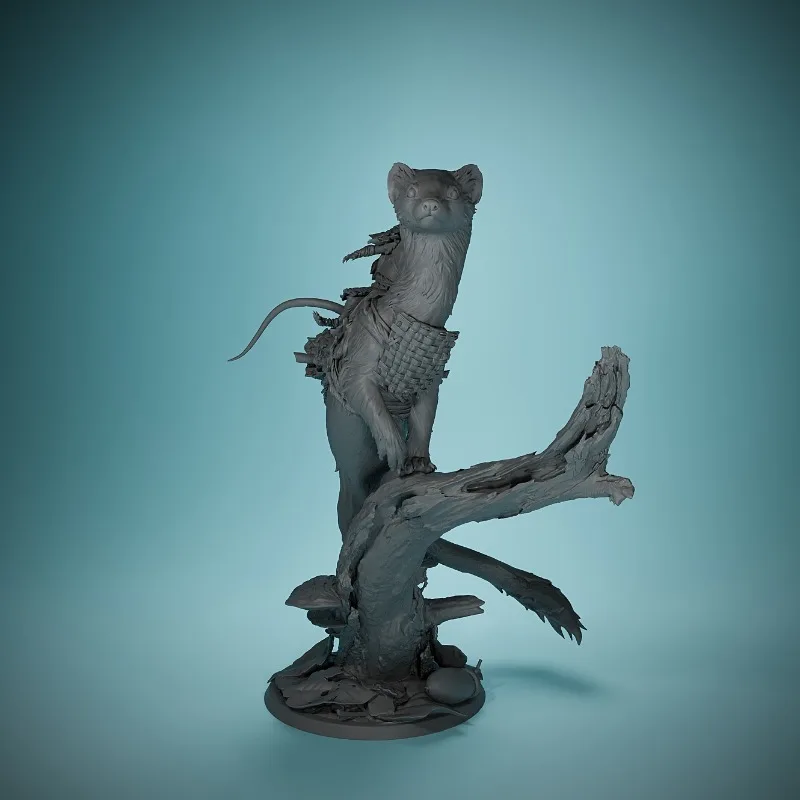 Hand-Painted Weasel Climb Resin Miniature - Perfect for Board Games & Game Room Decor, Gray ABS, Unique Gift Idea Model Toy