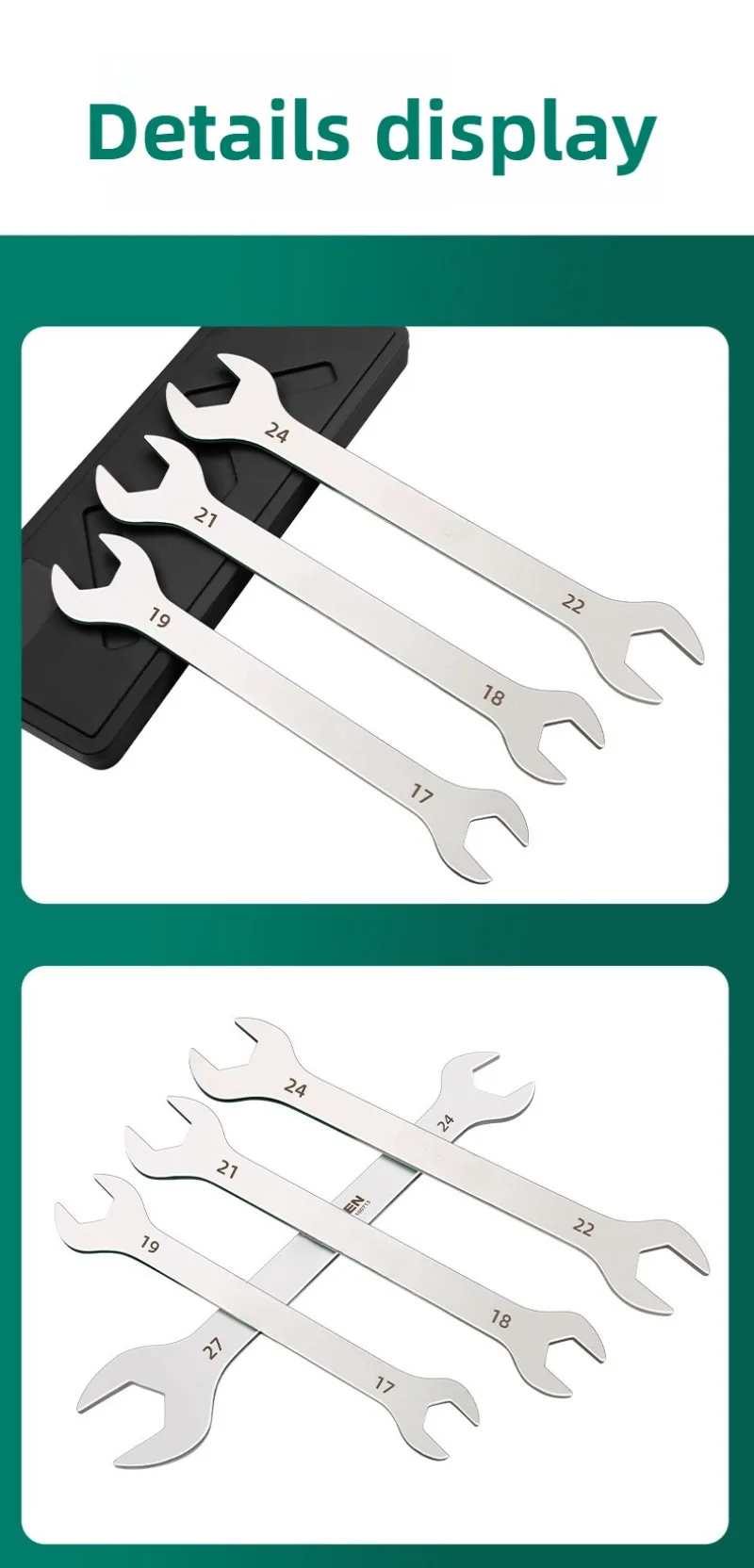 Ultradünner dünner Schraubenschlüssel, große Öffnung, Doppelzweckschlüssel, dünner Doppelzweckschlüssel, 5,5–11 mm, 12–16 mm, 17–22 mm, 3 Stück Hardware-Werkzeug – Detail 8