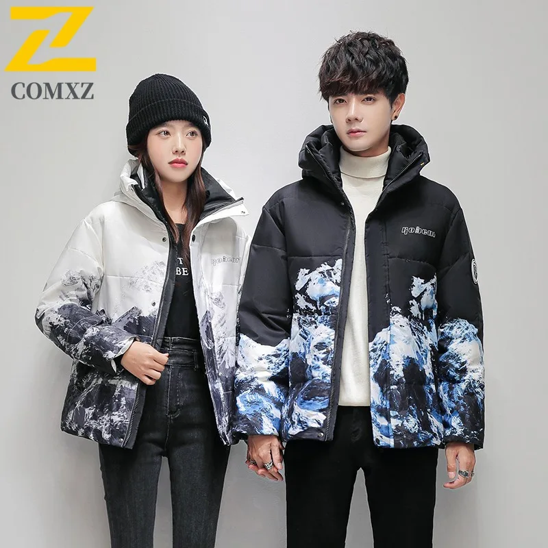 

COMXZ Мужская куртка-пуховик с градиентом в корейском стиле, лыжная теплая ветрозащитная дорожная хлопковая стеганая куртка, высококачественные зимние стеганые куртки