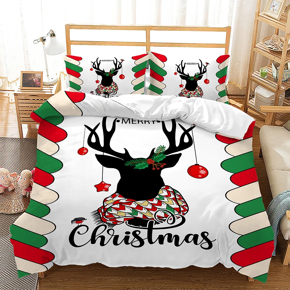 

Christmas Duvet Cover Christmas Elk Muffler Christmas Element Merry Christmas for Children Teens Women Gifts Bedroom Decorations