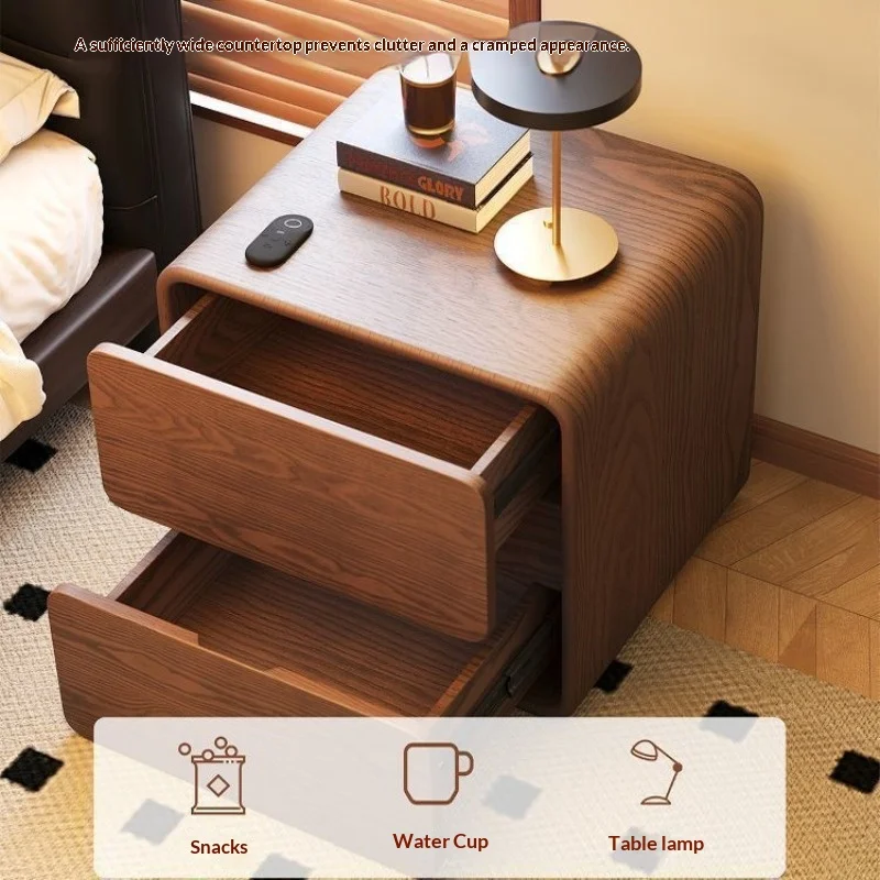 Solid Wood Bedside Table Small Vintage Cream Style Modern Simple Bedroom Nightstand Storage Cabinet for Home Decor image 2
