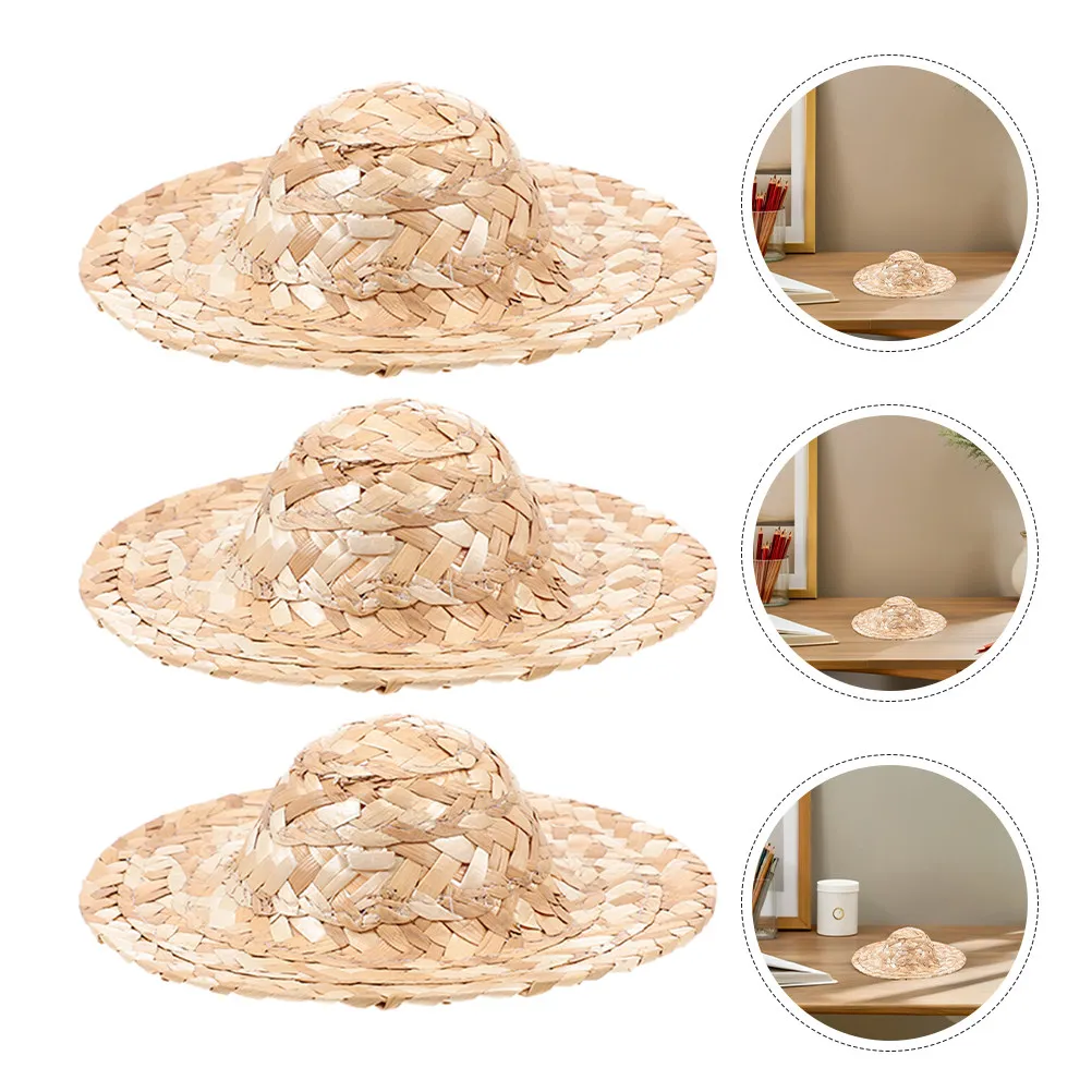 

6Pcs Mini Straw Hats Design Perfect Fit for Dolls Lightweight Knit Caps for Indoor Outdoor Decor Creative Craft