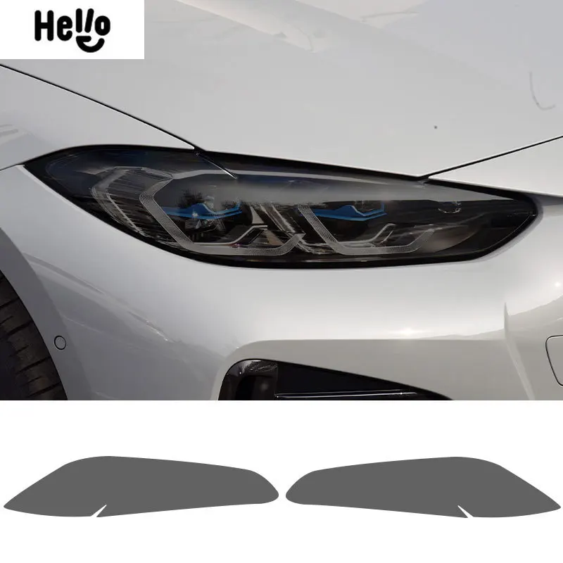 

For BMW 4 Series G22 G23 G26 2021 2022 2 Pcs M Performance Car Headlight Protective Film Transparent Smoked Black TPU Sticker