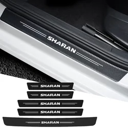 Car Door Threshold Sill Protector Stickers for VW Volkswagen SHARAN Logo Badge Carbon Fiber Rear Trunk Tail Bumper Guard Plate