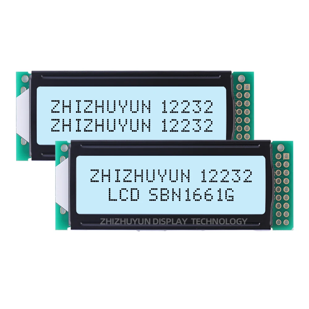 Pantalla LCD 12232C-2, placa PCB dorada de hundimiento sin plomo, pantalla de retroiluminación verde y amarilla, interfaz de doble fila de 18 pines