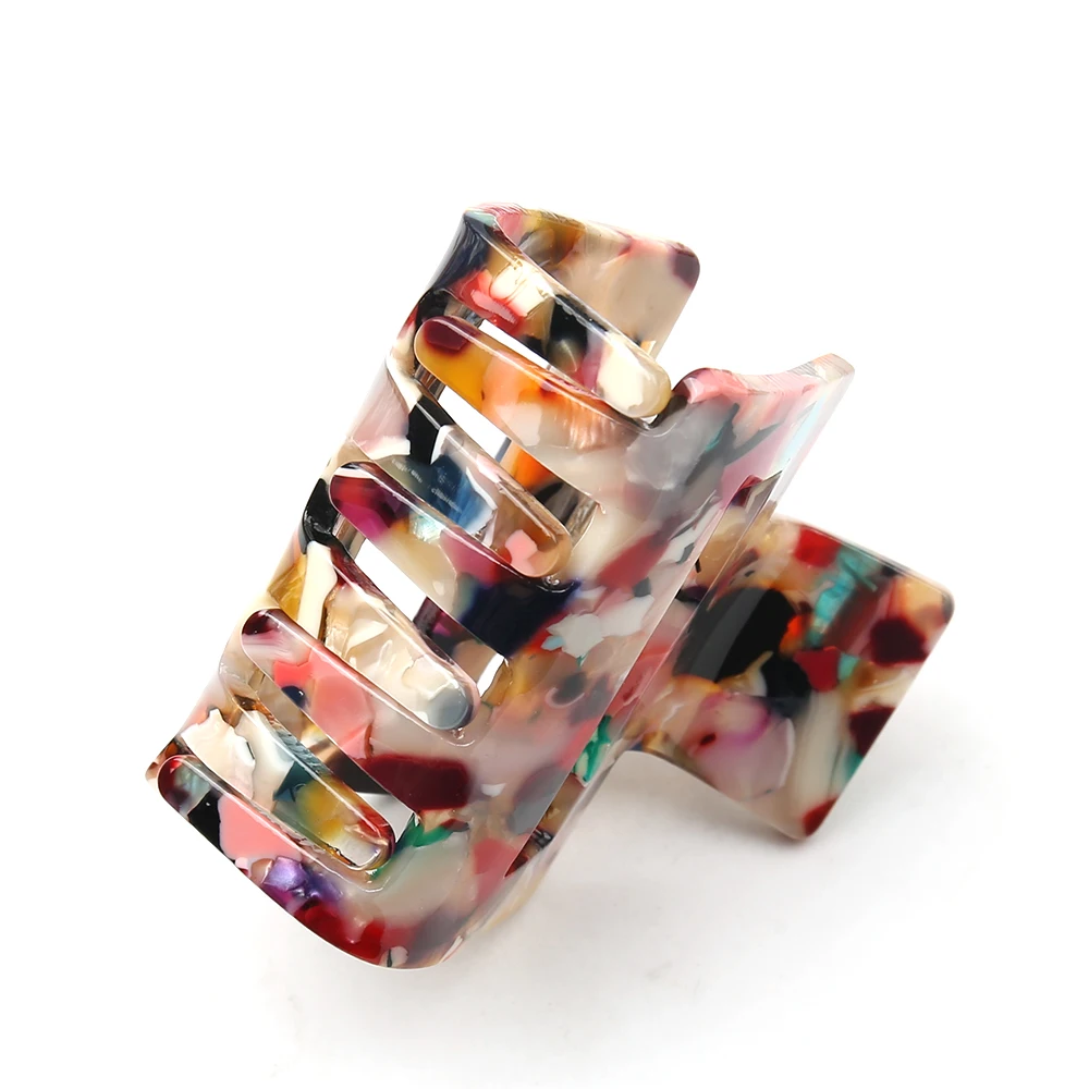 55mm Geometric Square Hair Claws Brightly Colored Acetate Clips Leopard Grain Hair Crabs Hair Accessories