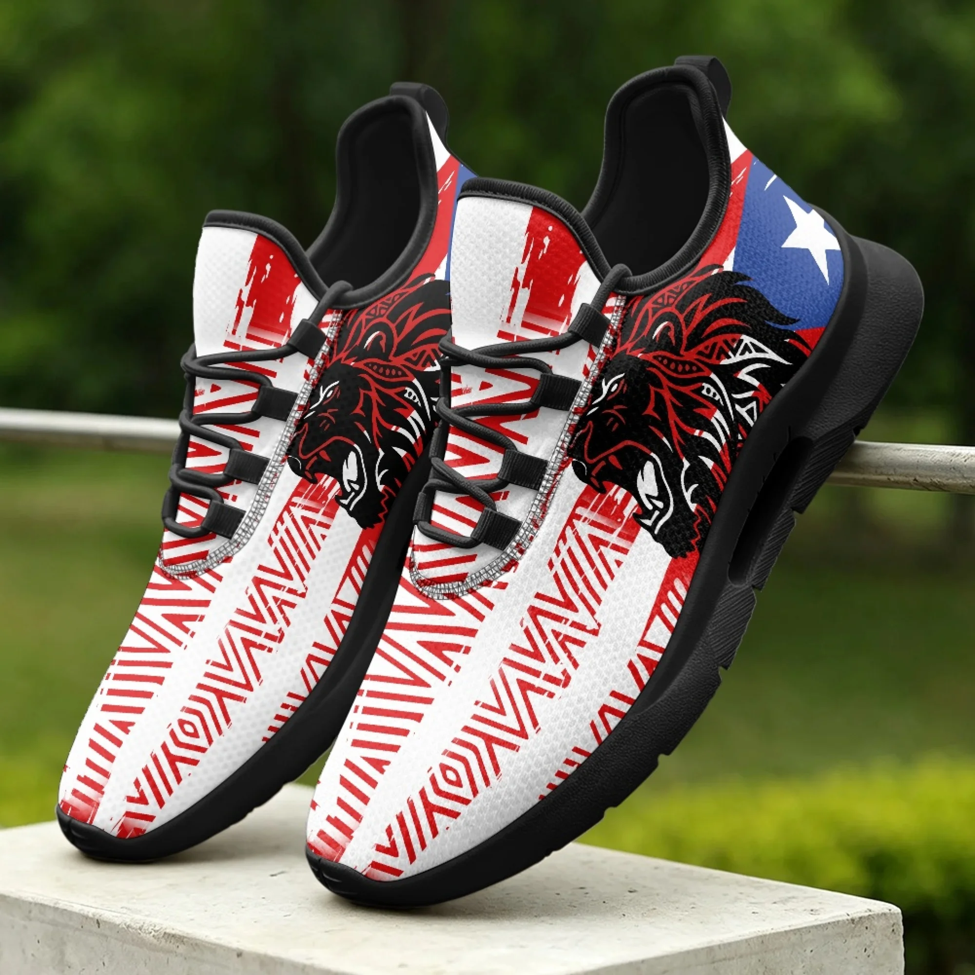 

XIXIRIMIDO Puerto Rican Flag Lace-up Casual Shoes Mens Sneakers Comfortable Mesh Breathable Walking Shoes Women Fashion Sneakers