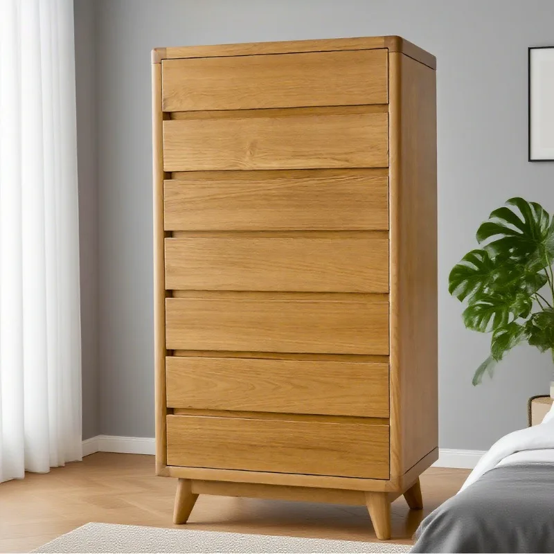 Teak solid wood chest of drawers, seven chest of drawers, bedroom storage cabinet
