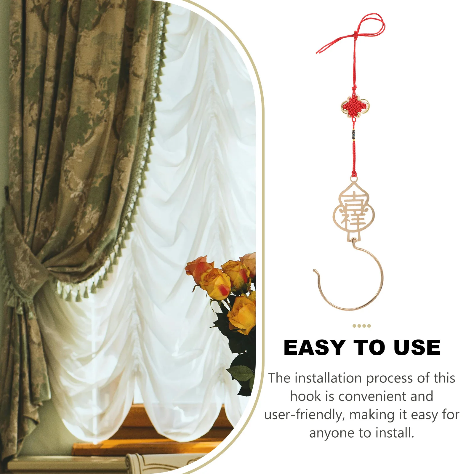 

Rust Proof Bed Curtain Hooks in Chinese Design for Home Bedroom Door Net Hanging Decorative Use Door Curtain Hooks