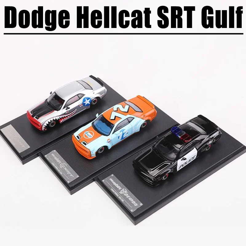 

Fine Works 1/64 Dodge Hellcat SRT Gulf Police Car Alloy Toy Motor Diecast Metal Model Gift