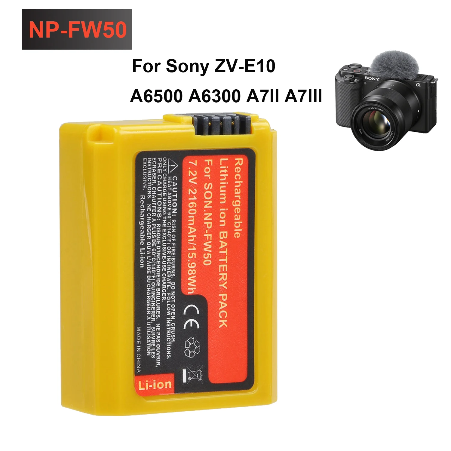 

NPFW50 NP-FW50 Battery for Sony ZV-E10 ZVE10 a6000 a6300 a6500 a5000 a3000 A7II A7RII A7SII NEX-3 A7R Camera