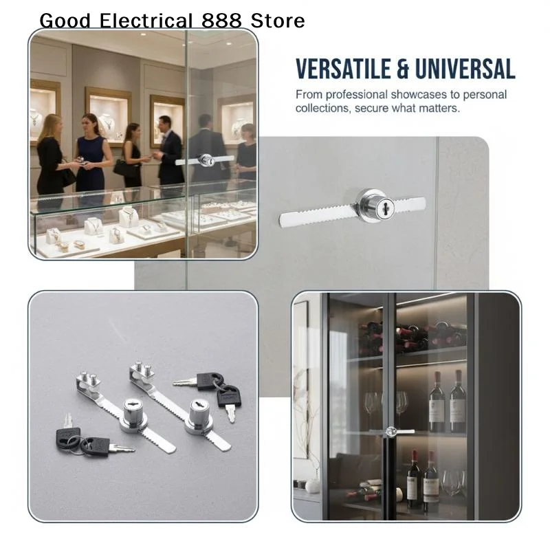 Durable Practical 1pc Sliding Lock Zinc Alloy Cabinet Glass Door Lock+Keys For Reptile Showcase Display Case Furniture Hardware