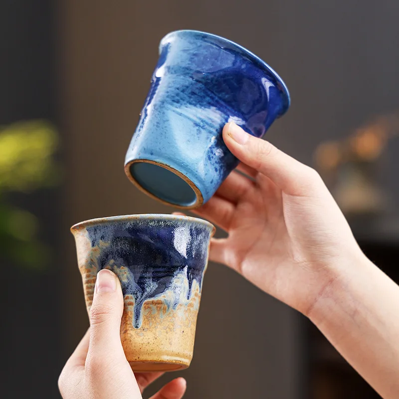 

Creative Irregular Teacup Coffee Mug Ceramic Retro Cappuccino Latte Cups Chinese Kung Fu Teaware Master Cup Drinkware Coffeeware