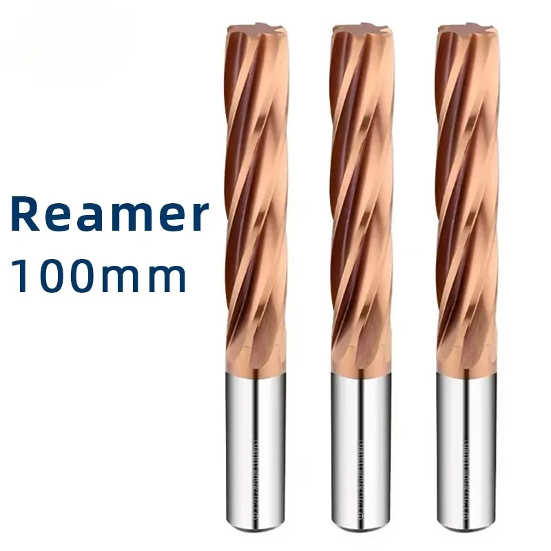 WOY 100mm Length Solid Carbide Coated Spiral Straight Flute Reamer Tolerance Precision Tool for Steel Metal 3~20mm