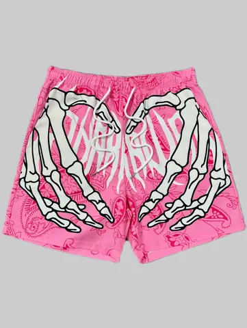 Shorts Masculinos de Moda com Estampa 3D de Mão de Esqueleto, Esportivos, Respiráveis, Oversize, para Praia, Casuais, Calções de Banho, Roupa Masculina de Verão