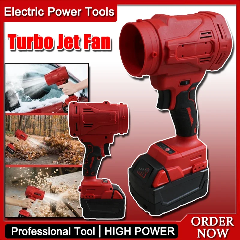 

Горячая распродажа: Беспроводной турбовентилятор высокой мощности 300 Вт, электрический беспроводной воздуходув, мощный фен для сушки автомобилей и животных, совместим с аккумулятором Milwaukee 18V.