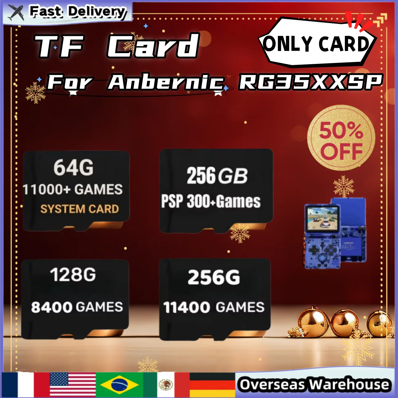 

For ANBERNIC RG35XXSP TF Card Handheld Game Console Card 256G 300+ PSP Card Preloaded Games Retro Handheld Game TF Card Boy Gift