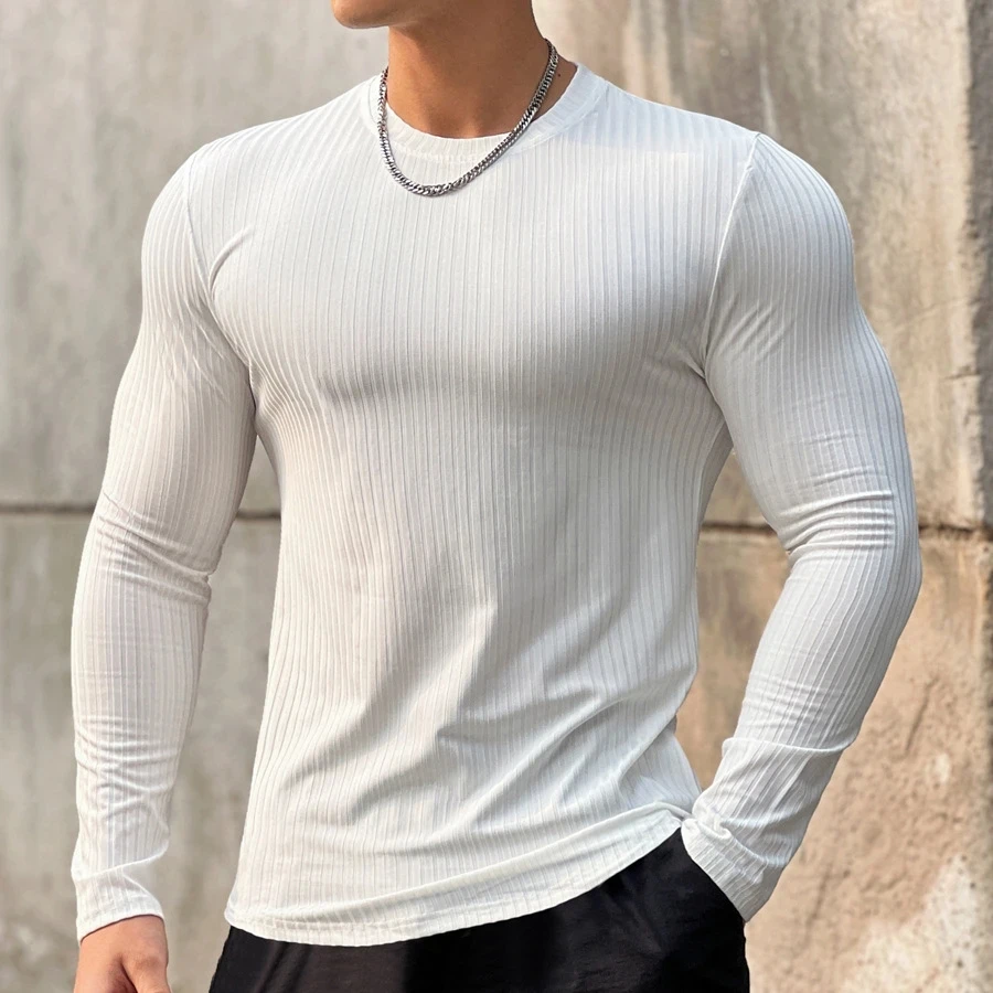 2023 new men\'s T shirt Solid colors Long Sleeve Slim T-shirt young men Pure color tee shirt Casual Tee men Long Sleeve tops