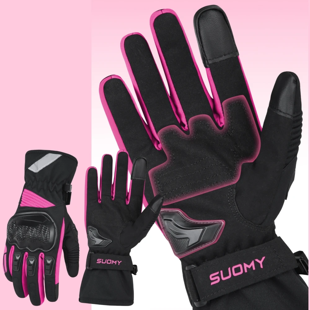 

Фиолетовые/розовые зимние перчатки для женщин — водонепроницаемые и ветрозащитные с сенсорным экраном для поездок на велосипеде и мотоцикле (XS-XXL)