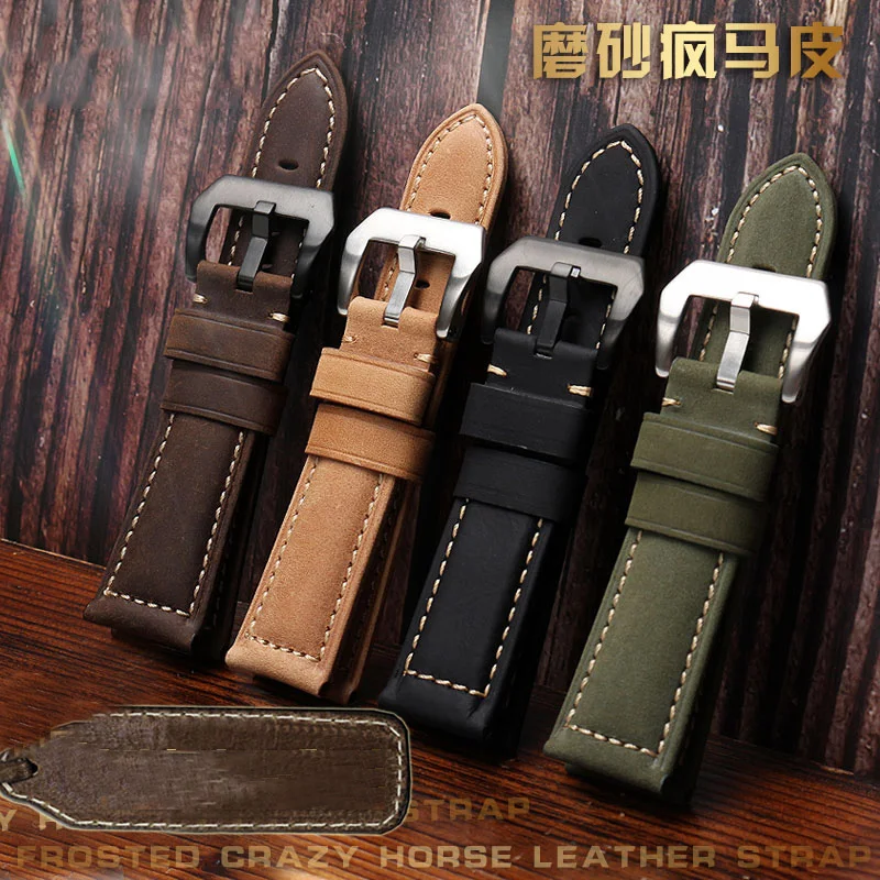 Matowy pasek ze skóry bydlęcej do zegarka Panerai PAM111 441 312 Breitling Hamilton Diesel Męski pasek ze skóry bydlęcej 22 24 mm 26 mm