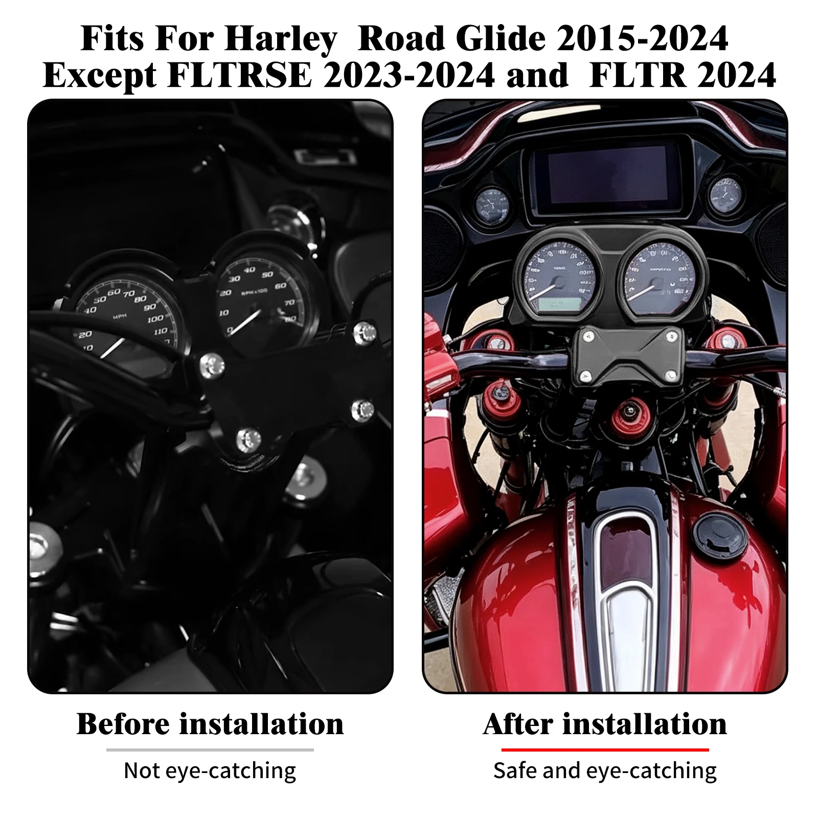 Motorcycle 12Inch Handlebar Risers Instrument Pannel Bracket Support Kit For Harley Touring Road Glide 2015-2024 Special Ultra