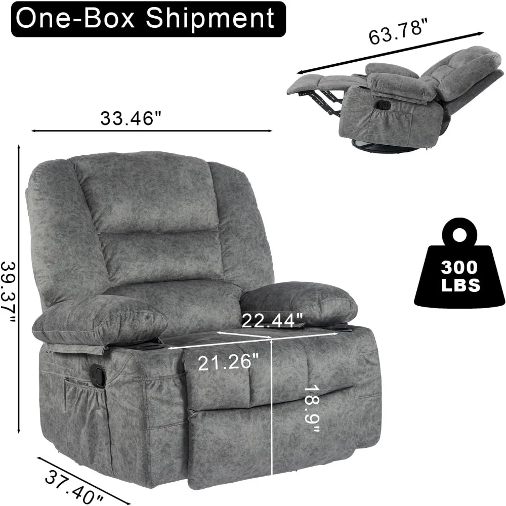 كرسي هزاز دوار مع حامل أكواب حرارية للتدليك، كراسي شراعية من القماش المحشو، كراسي هزازة يدوية #2