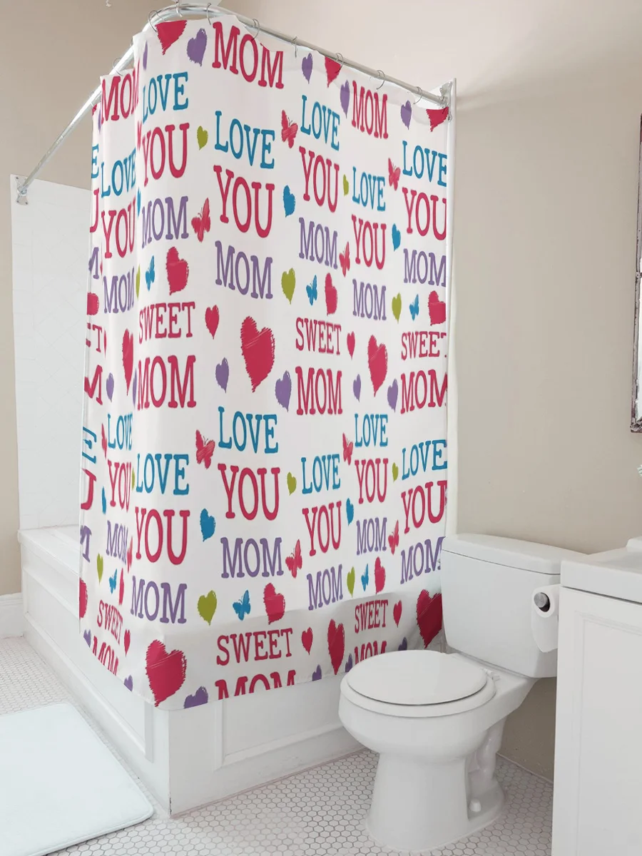 

Занавеска для душа Love You Mom Sweet Mom для декора ванной комнаты