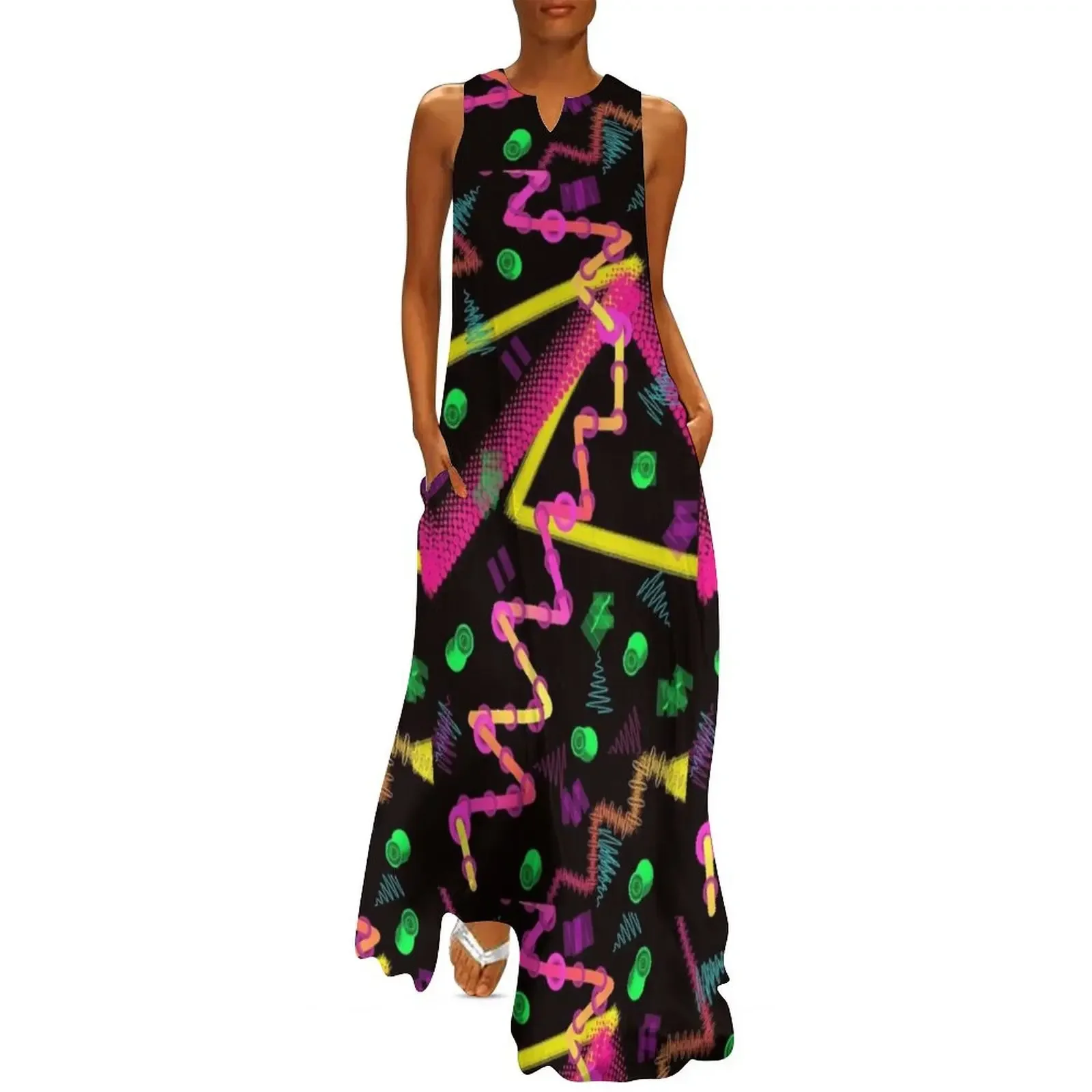 

Spacey Party 80's patterns and shapes Long Dress beach dresses dress summer 2025 women Women's summer long dress