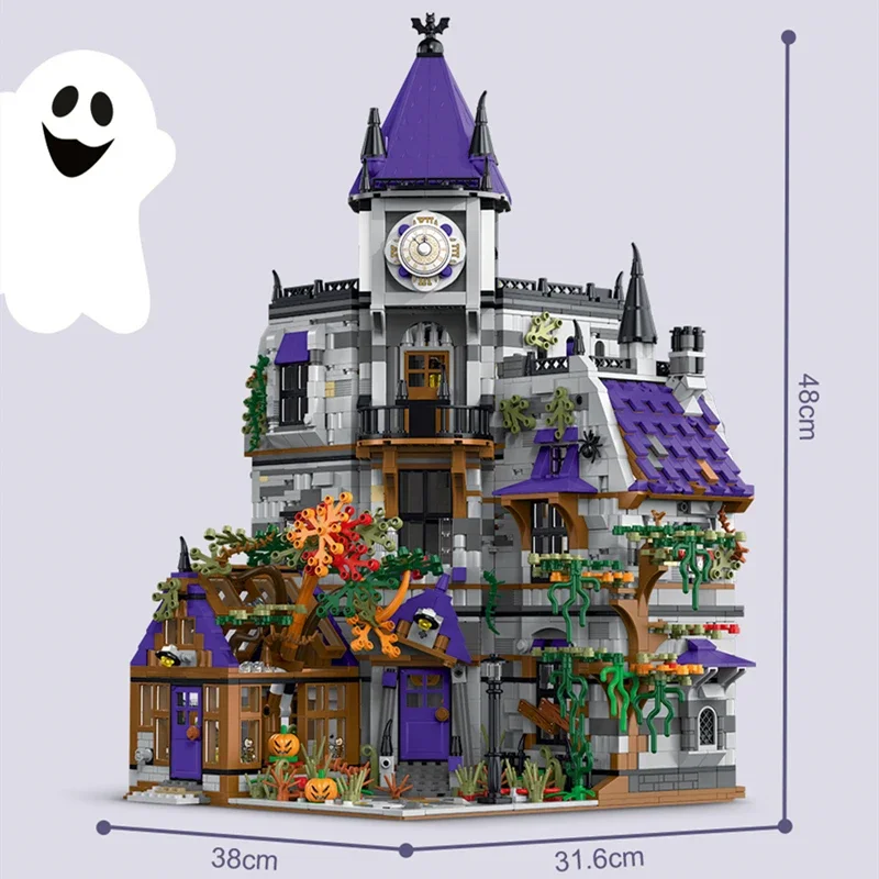 With Light MOC 031056 4190PCS Creative House Model Mystery Mansion Building Blocks Brick Toys For Birthday Chrismas Gifts