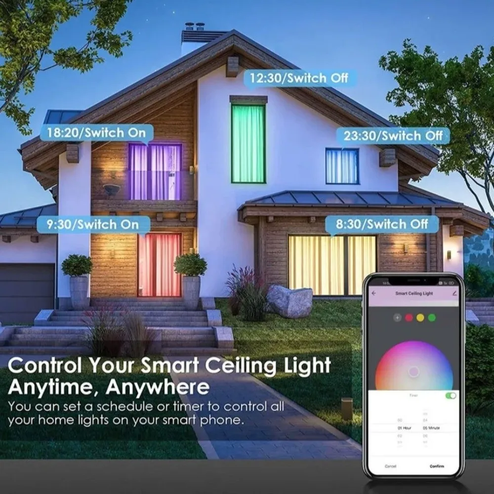 

24W Power Tuya Smart WiFi Ceiling Light RGB Color Changing Dimmable Function Smart LED Ceiling Light 30cm Diameter