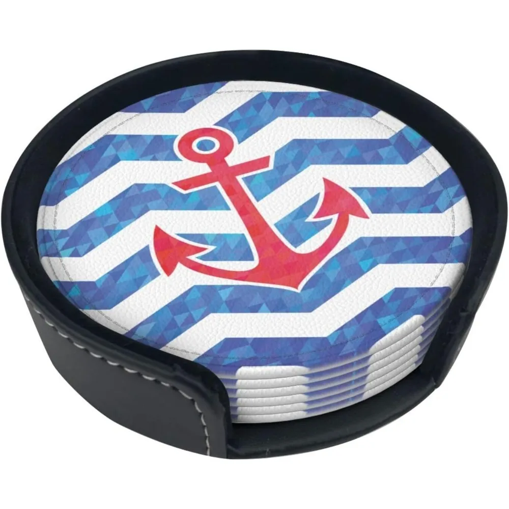 

Подставки под напитки с картами Северной и Южной Америки, круглые кожаные подставки с держателем, набор из 6 штук для защиты столешницы.