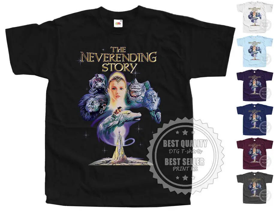 The Neverending Story T SHIRT V3 Movie Poster Colors Black All Sizes S to 5XL long or short sleeves