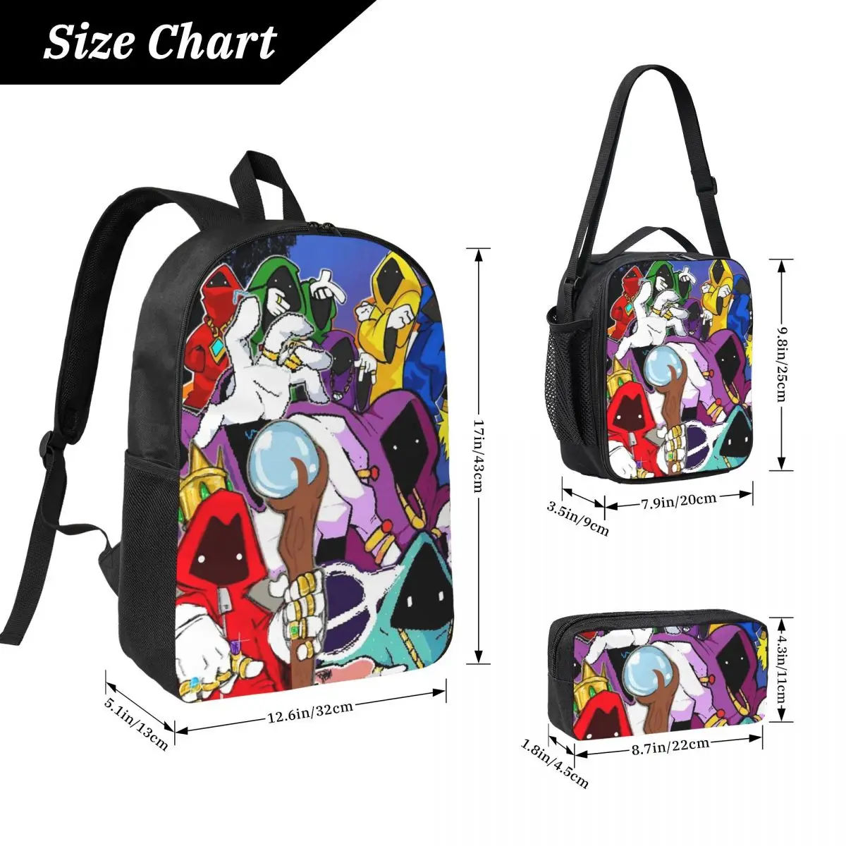 Shadow Wizard Money Gang We Love Casting Spells Backpack BookBag School Bag Shoulder Bags 3ps Insulated Lunch Bag Pencil Case