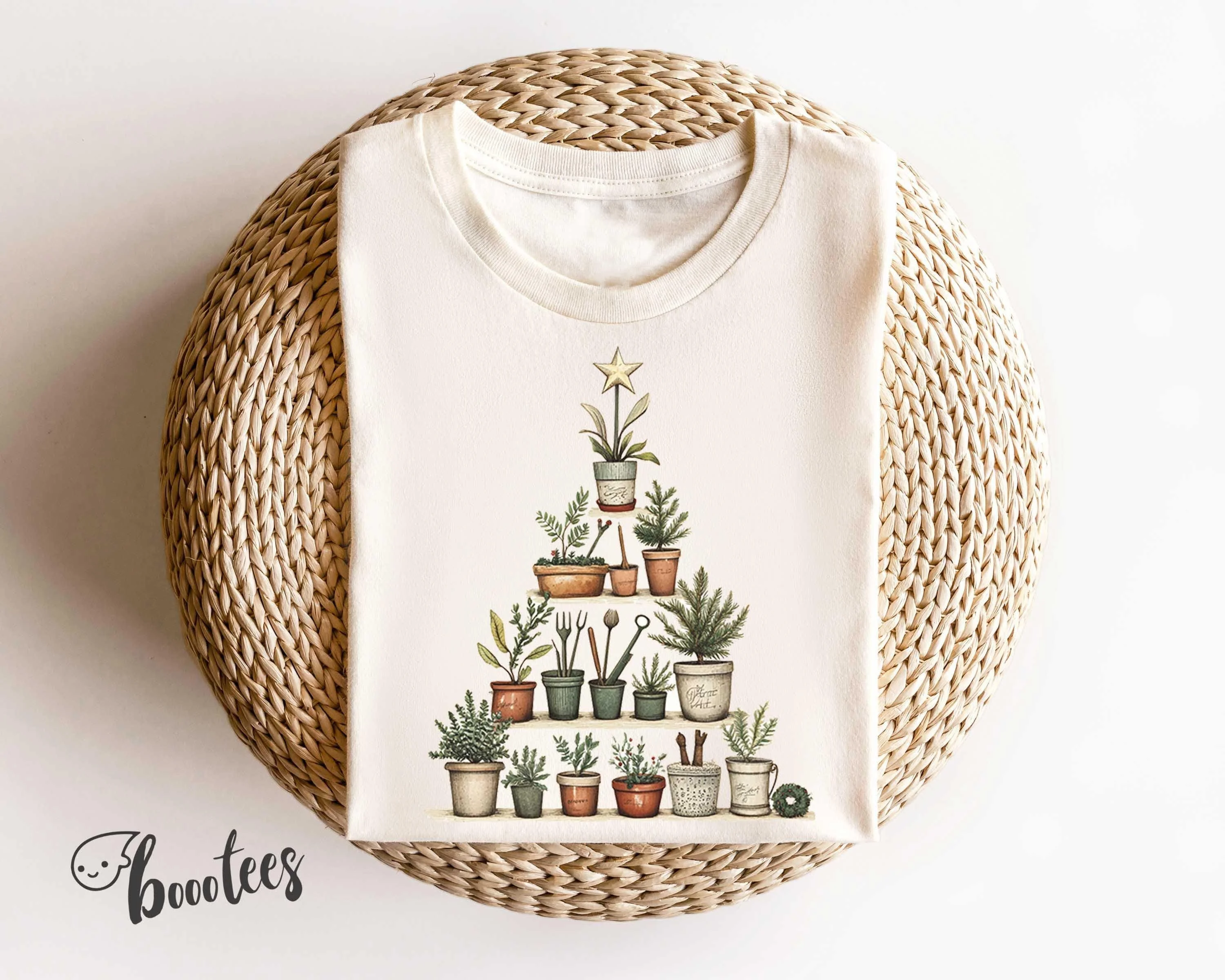 House Plant Christmas Tree T Shirt Unique Retro Style Illustration Art Flora Plants Cacti Succulents Gardener