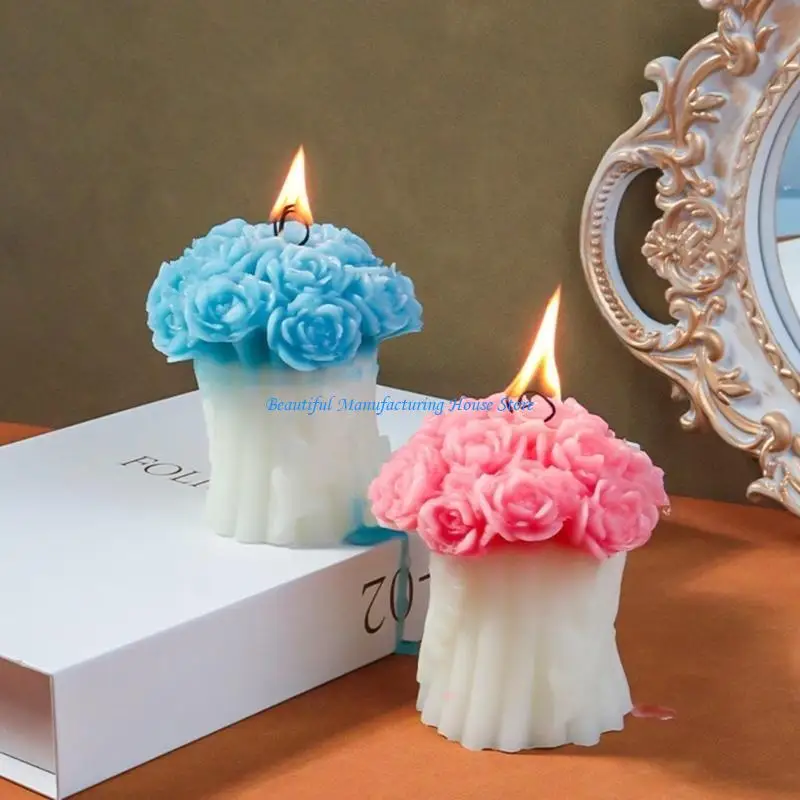 E56A Stampi in silicone Stampi per realizzare candele Stampi artigianali in silicone Forma fiore Stampi per ornamenti fatti a