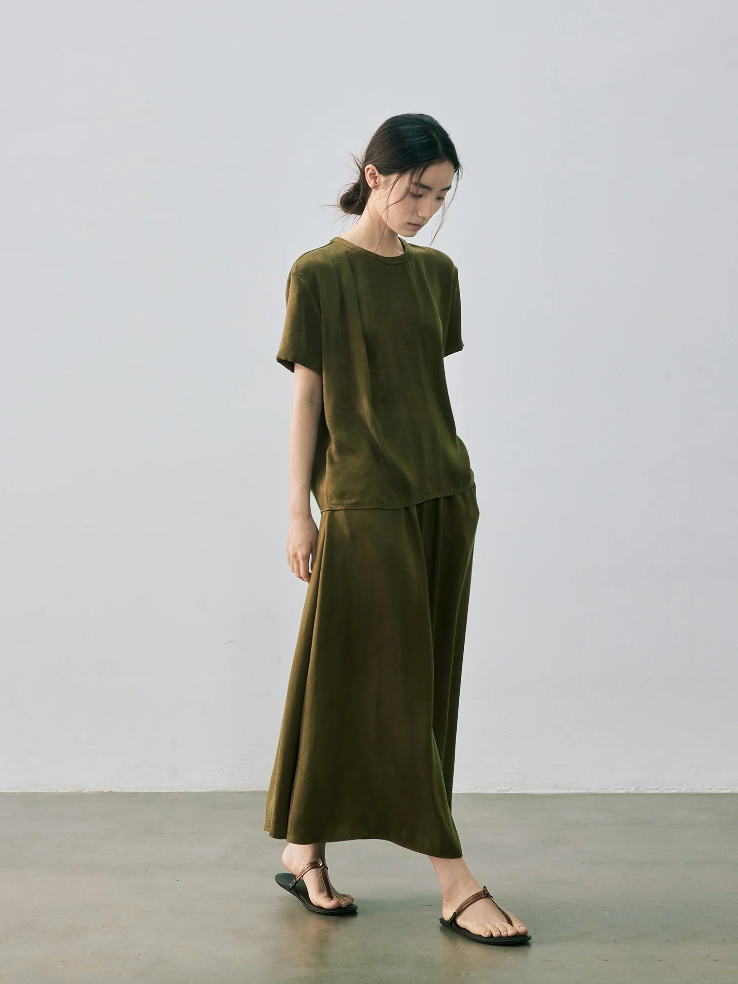 Nomumad Summer 2026 Rylee Cool Skin-friendly Cool Short Sleeve T-shirt Elastic Waist Half Skirt Set Women's Casual Loose Fit ...