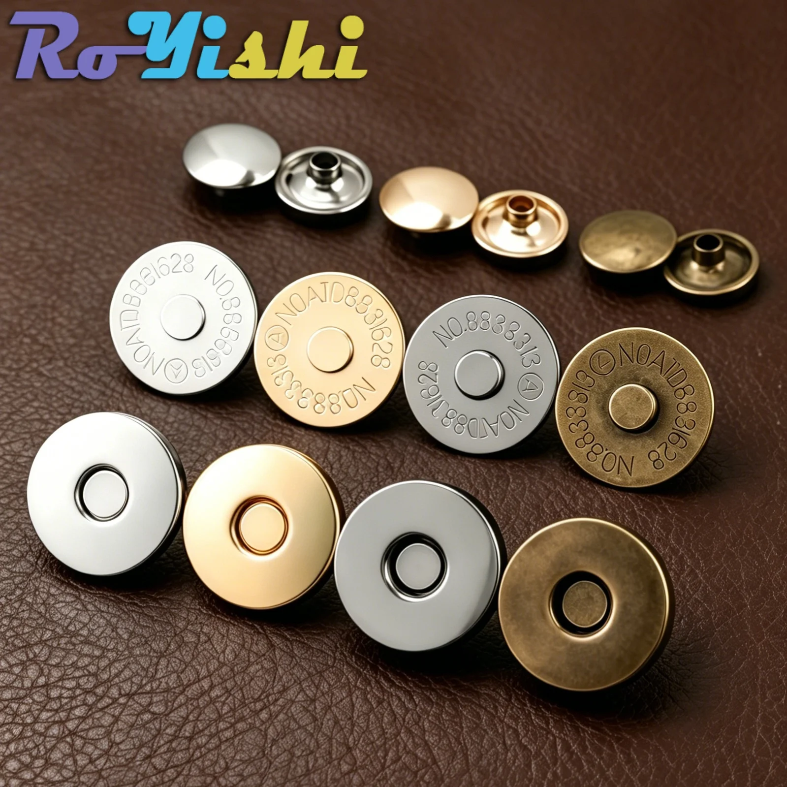 Snap Fastener Setter - 10-100 Conjuntos de Botões Magnéticos Redondos