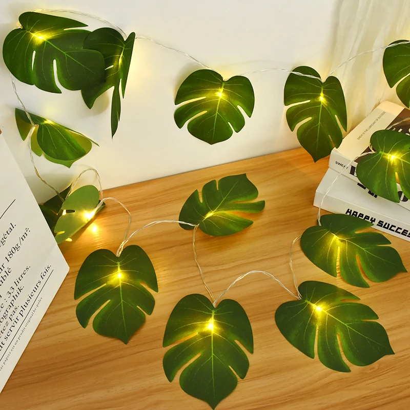 1.5m/3m Artificial Turtle Leaves LED String Lights Hawaii Jungle Theme Birthday Party Decor Garden Home Wedding Party Decoration