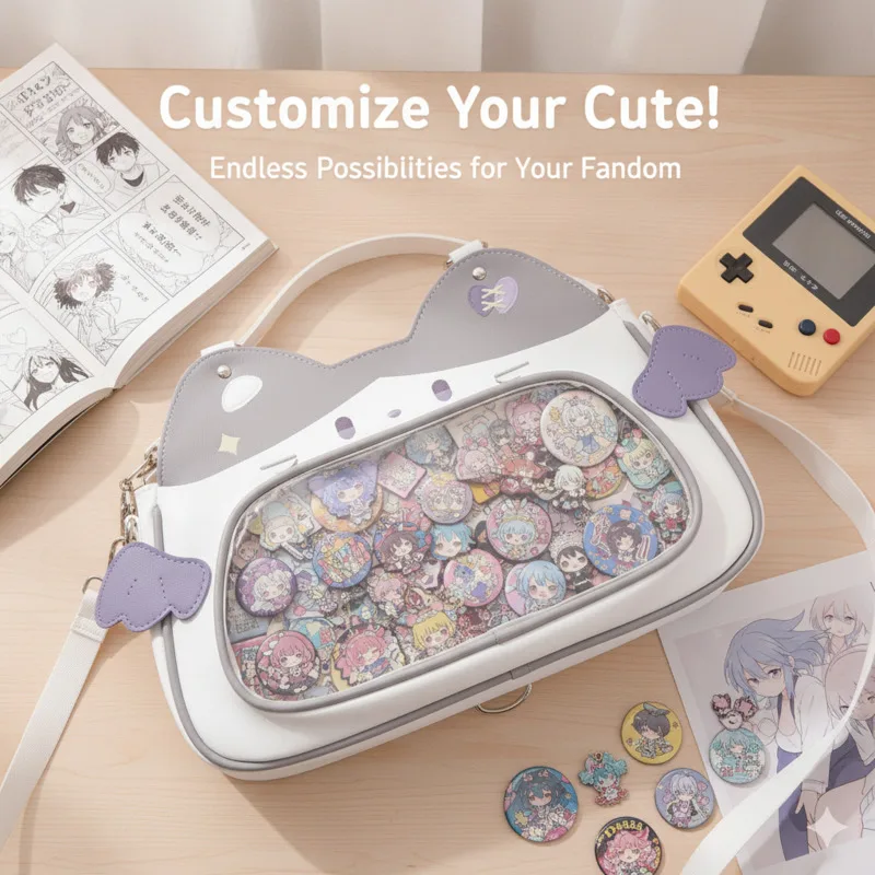Anime Idol ItaBag Fans Display CuteWalk Kawaii Cat Shape Nylon Transparent For Collectibles Daily School Shoulder Crossbody Bag