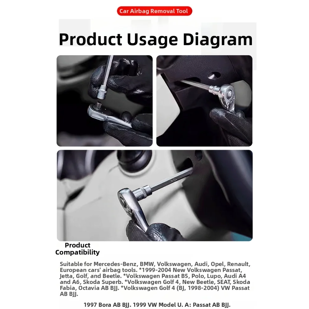 

Набор инструментов для автомобильных подушек безопасности, 12 предметов для использования с европейскими автомобильными системой подушек безопасности с нескользящими ручками для безопасной эксплуатации