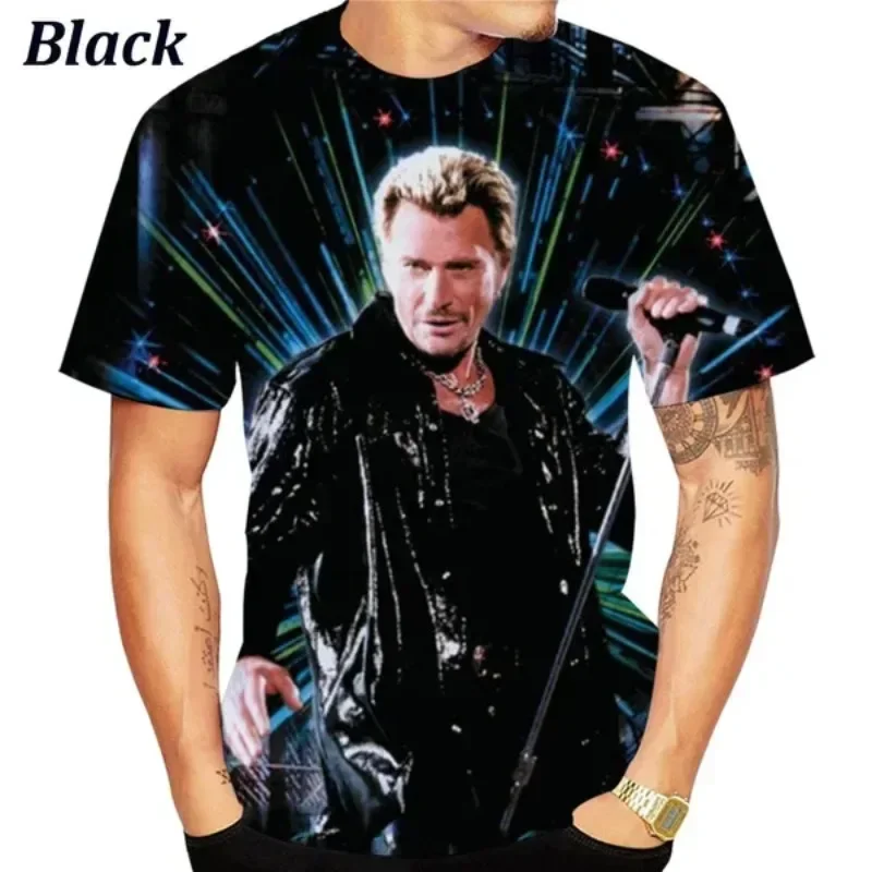 Singer Johnny Hallyday Rock 3d T-shirt Oversized Haikyuu Graphic Streetwear Fashion T Shirts Cosplay Men\'s Clothing Onlyfans