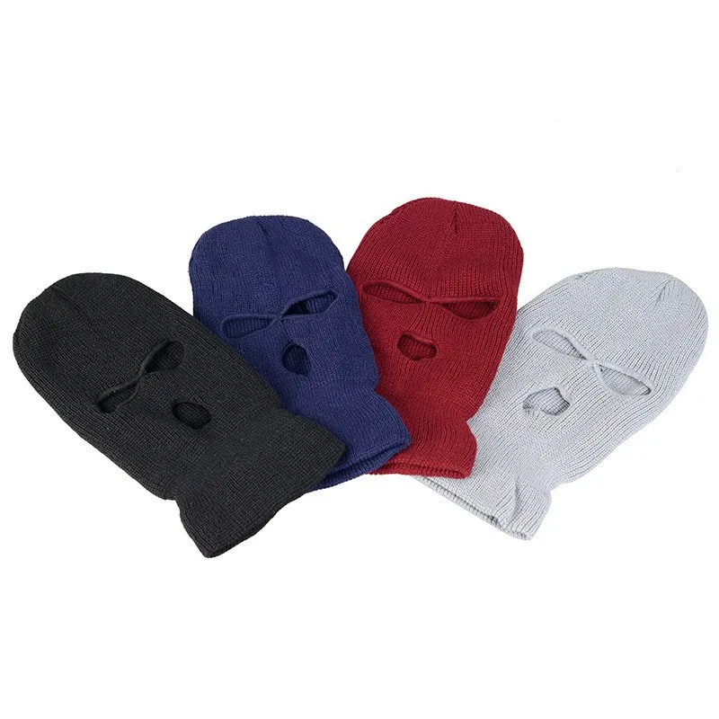 

3 Hole Winter Outdoor Ski Sport Knitted Face Cover for Outdoor Sports keep warm bonnets for Man&women gorras para hombres