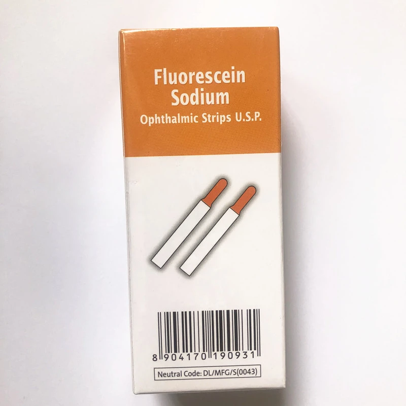 Tear Detection Filter Paper Strip Fluorescein Sodium Ophthalmic Detection Test Strip Fluorescent Strips A Box of 100